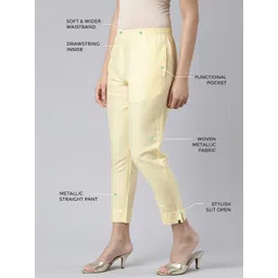 TWIN BIRDS Women Mid-Rise Shimmer Solid Functional Pockets Straight Trousers-picture-35
