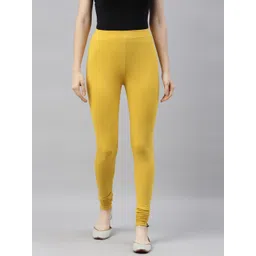 TWIN BIRDS Women Mustard Yellow Solid Churidar-Length Leggings-picture-37