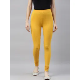 TWIN BIRDS Women Mustard Yellow Solid Churidar-Length Leggings-picture-34