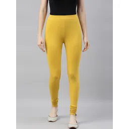 TWIN BIRDS Women Mustard Yellow Solid Churidar-Length Leggings-picture-36