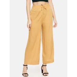 TWIN BIRDS Women Mustard Yellow Solid Wide Leg Palazzos-picture-32