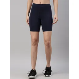 TWIN BIRDS Women Navy Blue Solid Cotton Sports Shorts-image-9