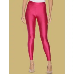 TWIN BIRDS Women Nylon Solid Pink Shimmer Legging-picture-17