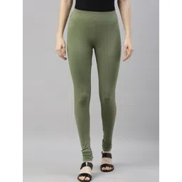 TWIN BIRDS Women Olive Green Solid Churidar-Length Leggings-picture-11