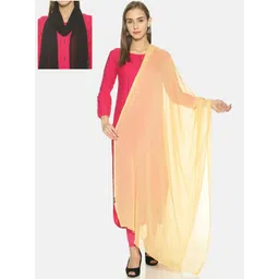 TWIN BIRDS Women Pack Of 2 Black & Beige Solid Dupatta-picture-16