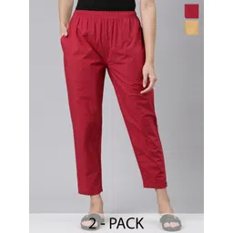 TWIN BIRDS Women Pack of 2 Pure Cotton Trousers-picture-23