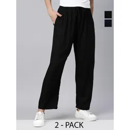 TWIN BIRDS Women Pack of 2 Relaxed Fit Palazzos-image-13