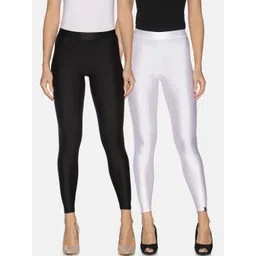 TWIN BIRDS Women Pack of 2 Solid Tailored-Fit Ankle-Length Shimmer Leggings image 1