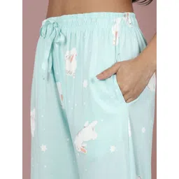 TWIN BIRDS Women Printed Cotton Relaxed Fit Functional Pockets T-shirt-Pyjamas Night suit image 4