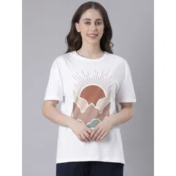 TWIN BIRDS Women Printed Drop-Shoulder Sleeves Raw Edge T-shirt-picture-31