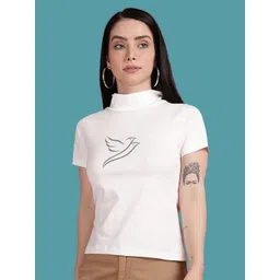 TWIN BIRDS Women Printed High Neck Pockets T-shirt-picture-33