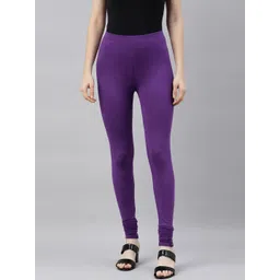 TWIN BIRDS Women Purple Solid Churidar-Length Leggings-picture-38