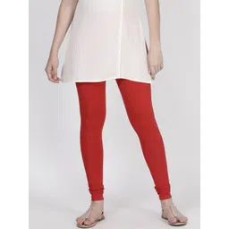 TWIN BIRDS Women Red Solid Churidar-Length Leggings-picture-33