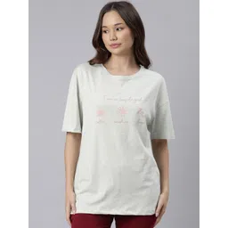 TWIN BIRDS Women Typography Printed Round Neck Cotton Oversized T-shirt-picture-24