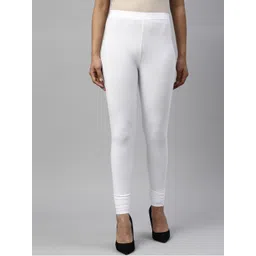 TWIN BIRDS Women White Solid Churidar-Length Leggings-image-11