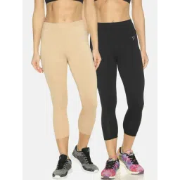 TWIN BIRDS Womens Pack of 2 Solid Skinny Fit Three-Fourth Length stretch Cotton Capri legging-picture-21
