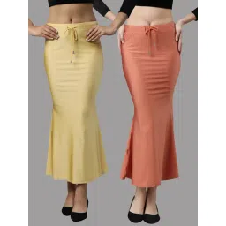 TWIN BIRDS Yellow & Peach Plain Saree Shapewear - Pack Of 2-picture-46
