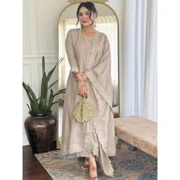 TWINS LADY Women Floral Embroidered Anarkali Kurta with Trousers & Dupatta-picture-21