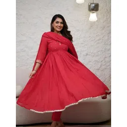 TWINS LADY Women Floral Embroidered Empire Kurta with Trousers & With Dupatta-picture-16