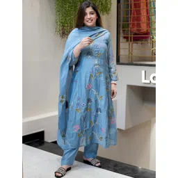 TWINS LADY Women Floral Embroidered Regular Thread Work Kurta & Trousers With Dupatta-picture-20