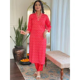 TWINS LADY Women Striped Embroidered Thread Work Kurta with Trousers & With Dupatta image 5