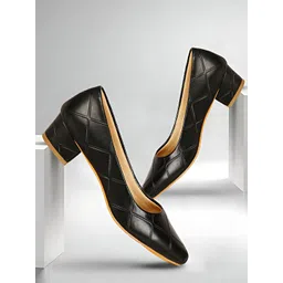 TWINSSHOE Women Textured Block Pumps Heels-picture-31