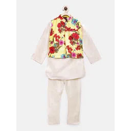 Twisha Boys Off-White & Yellow Solid Kurta with Pyjama-picture-13