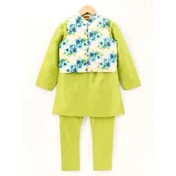 TWISHA Kids Green & White Floral Print Full Sleeves Kurta , Pyjamas with Jacket-picture-42