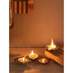 Two Moustaches Auspicious 4 Pieces Brass Diyas-picture-38