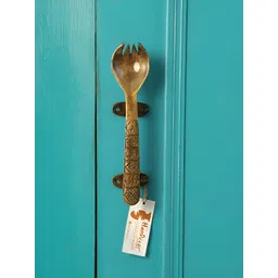 Two Moustaches Brown Fork Design Brass Door Handle-picture-13