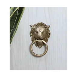 Two Moustaches Brown Lion Mouth Door Knocker image 1