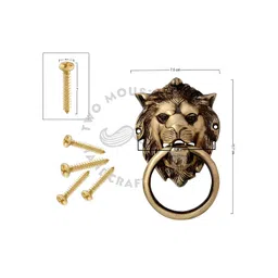 Two Moustaches Brown Lion Mouth Door Knocker image 3