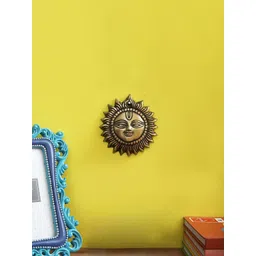 Two Moustaches Brown Textured Brass Smiling Surya Wall Hanging-picture-28