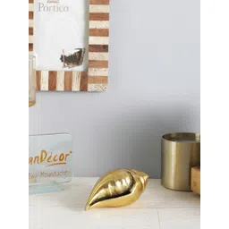 Two Moustaches Yellow Brass Decorative Shankh Showpiece-picture-18