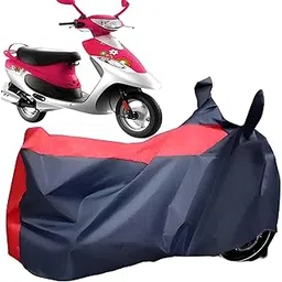 Two Wheeler Cover Compatible with TVS Pep Plus| for All Bikes Cover, Scooty Cover, Scooter Cover, Motarcycle Cover |100% Waterproof | Mirror Pocket | Red & Blue-picture-15