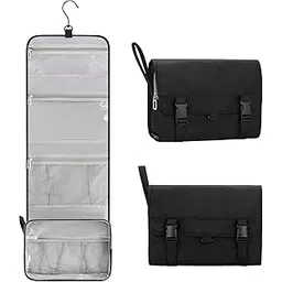 twofold Travel Hanging Toiletry Bag Travel Kit Shaving Bag Waterproof Large Makeup Bag Wash Bag Makeup Organizer Cosmetic Case for Bathroom Shower Black, Black, Hanging toiletry bag-picture-23