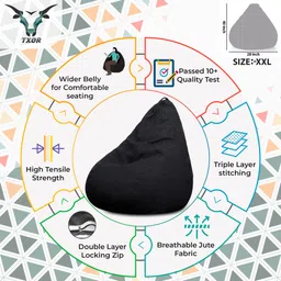 txor XXL Tear Drop Bean Bag Cover(Without Beans) image 5