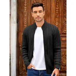 TYSORT Men Cable Knit Self Design Full Sleeve High Neck Woollen Pullover Sweater-picture-11