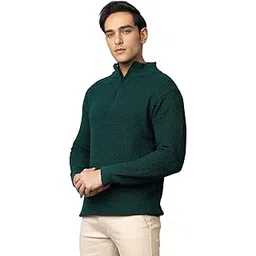 tysort Men High Neck Zipper Full Sleeve Waffle Knitted Winter Sweater,Waffle Knit Sweater for Men-picture-10