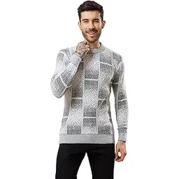 tysort Men’s Stylish Checked Pattern Knitted Winter Sweater – Full Sleeve Casual Pullover for Winter Wear-picture-25