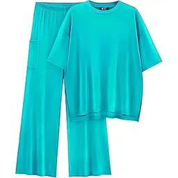 tysort Women Casual Summer co ords Set Track Suit Oversized Top Baggy Pant,Top and Pajama Set-picture-27