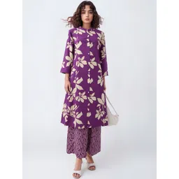 Tzelynn Floral Printed Mandarin Collar Kurta With Palazzos-picture-27