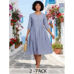 Tzelynn Striped Fit & Flare Dress-image-13