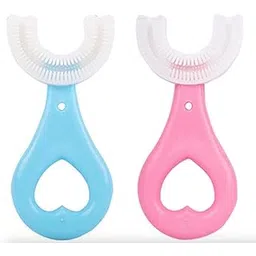 U Shaped Toothbrush For 6-12 Years Kid, Soft Silicone Brush Head, Manual Toothbrush 360° Oral Teeth Cleaning Tool, Mouth-Cleaning (Multicolor Pack of 2)-picture-12