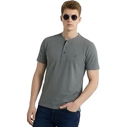 u turn Men's Cotton Blend Solid Polo T-Shirt, Regular Fit, Half Sleeves, Casual Style with Button Placket-picture-54