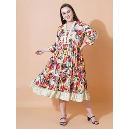 U&F Beyond Abstract Printed Plus Size Cotton Fit & Flare Midi Dress-picture-33