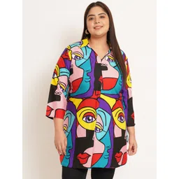 U&F Beyond Abstract Printed Shirt Style Longline Top-picture-41