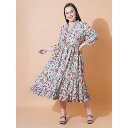 U&F Beyond Women Floral Print Fit & Flare Midi Dress-picture-27