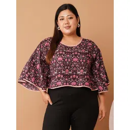 U&F Beyond Women Floral Printed Round Neck Kimono Sleeve Kaftan Top-picture-37