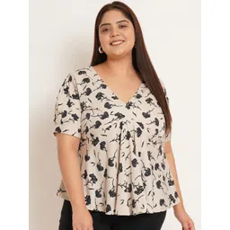 U&F Beyond Women Plus Size Floral Print Crepe Empire Top-picture-13